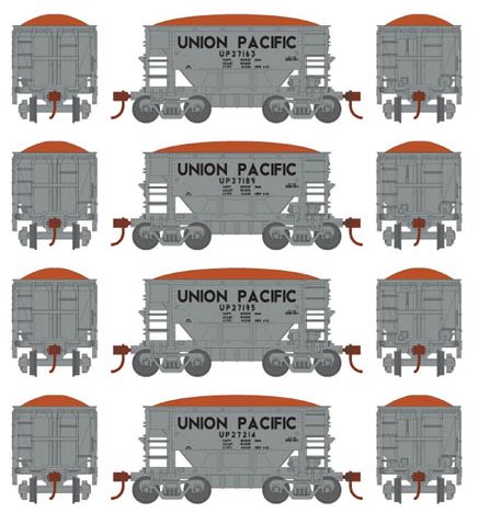 Roundhouse 87112 HO Union Pacific 24' Ribbed Ore Car w/Load #2 (4)