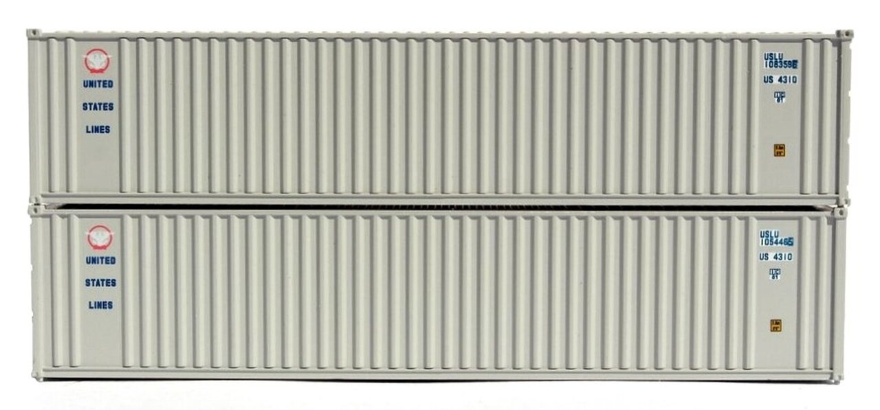 JTC Model Trains 405507 N US Lines 40' Standard Height Container (Pack of 2)