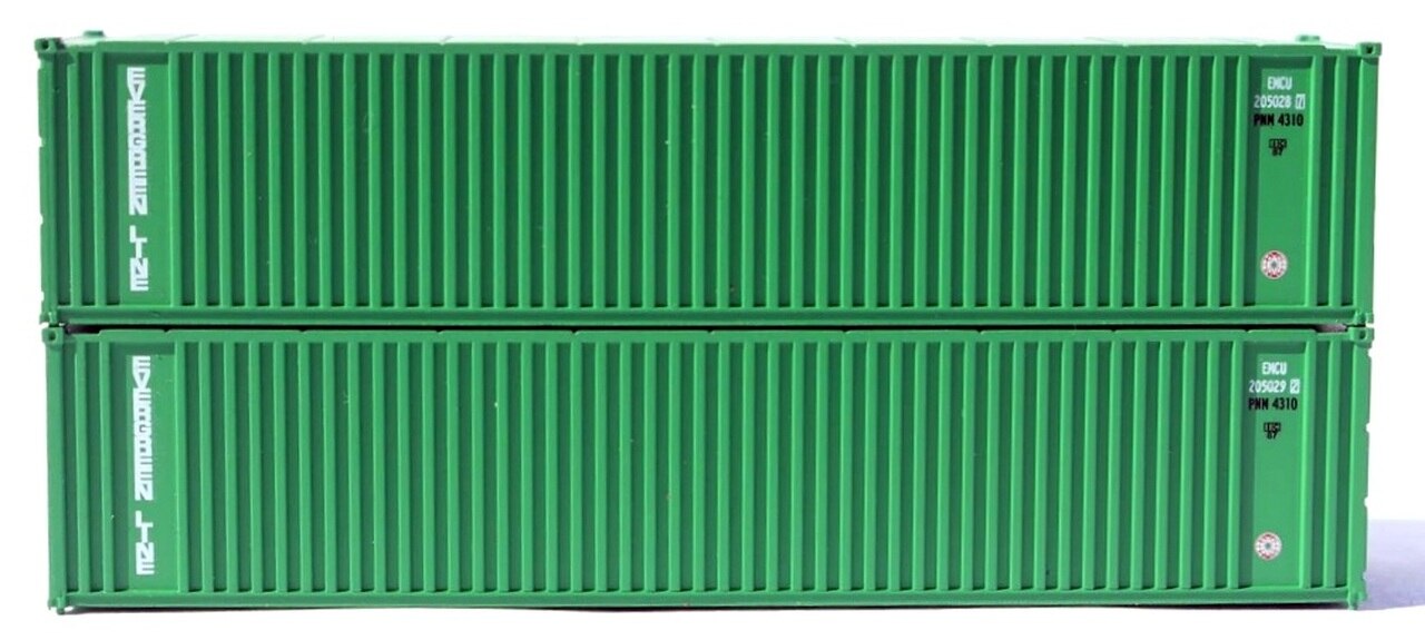 JTC Model Trains 405554 N Evergreen 40' Standard Height Container (Pack of 2)