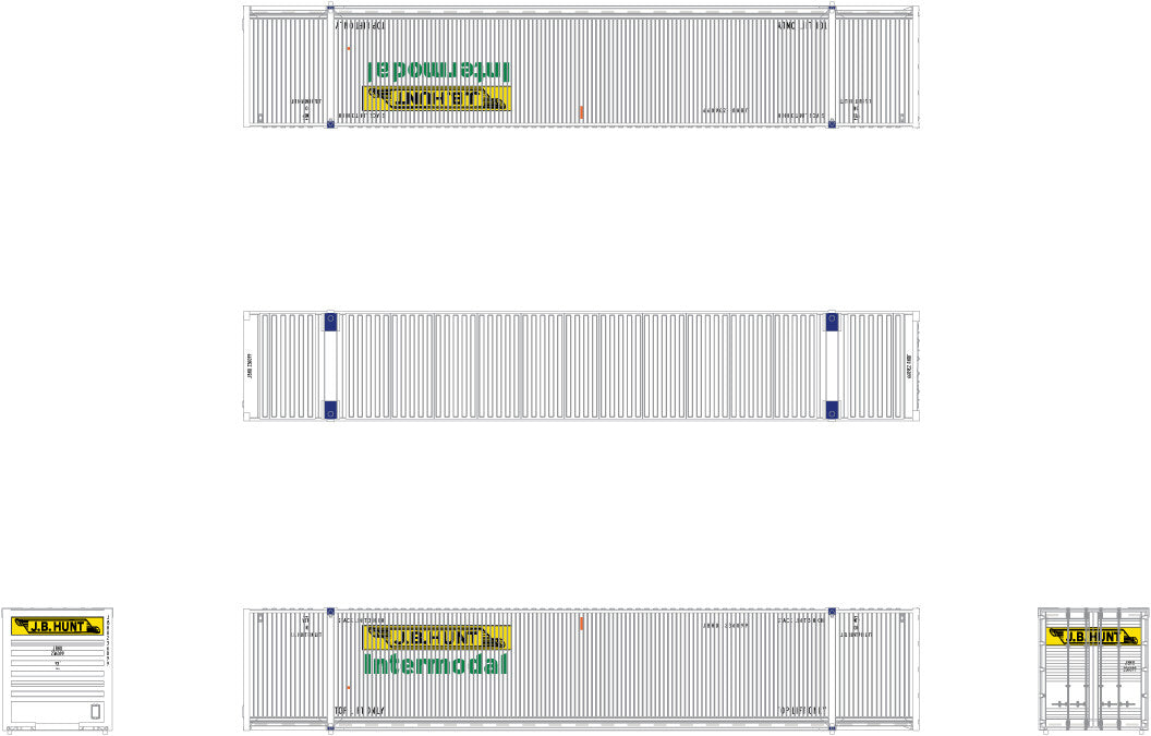 Scale Trains SXT10265 N JB Hunt/Intermodal CIMC 53’ Dry Container #2 (Pack of 3)