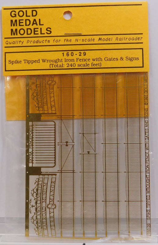 Gold Medal Models 160-29 N Spike Tipped Wrought Iron Fence W/Gates & Signs