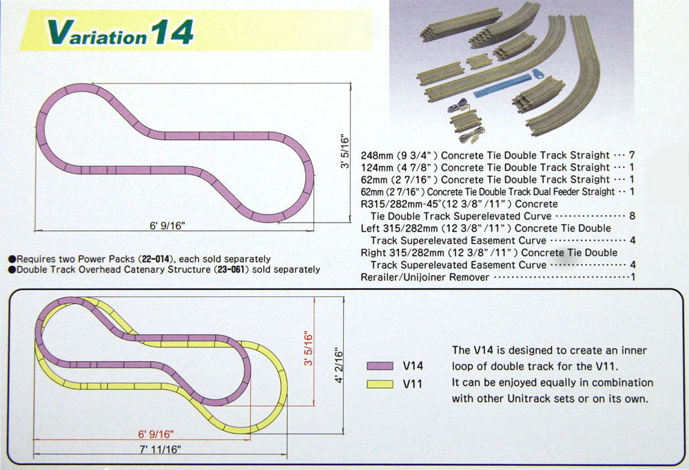 Kato 20-873 N Scale V14 Concrete Ties Double Track Inner Loop Track Set