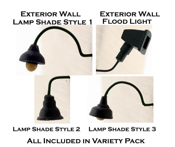 Model Tech Studios D0338P HO Exterior Lighting, Variety Bulk Shades (Pack of 12)
