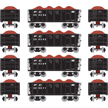 Athearn 97698 HO Penn Central RTR 26' Ore Car Low Side with Load #3 (4)