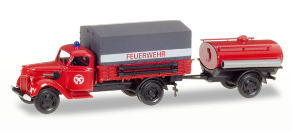 Herpa 307956 1:87 Ford V 3000 Tarpaulin Truck with Tank Trailer