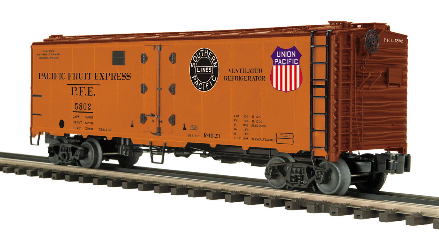MTH 20-94408 O Pacific Fruit Express 40' Steel Sided Reefer Car #5802, #5825