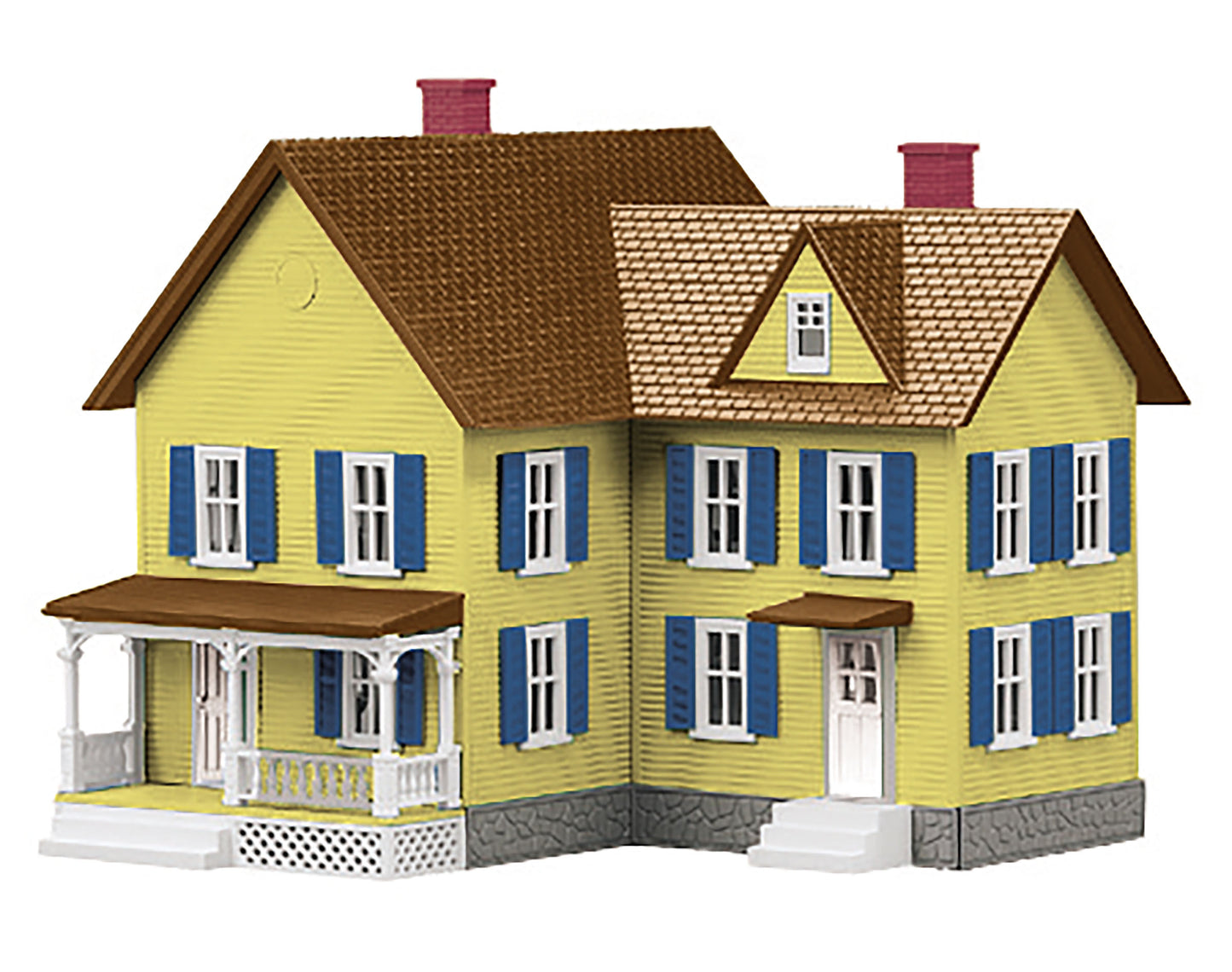 MTH 30-90553 O #6 Farm House - Yellow with Blue Shutters