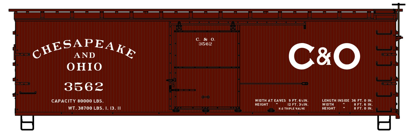 Accurail 1801 HO Chesapeake & Ohio 36' Double Sheath Wood Boxcar #3562