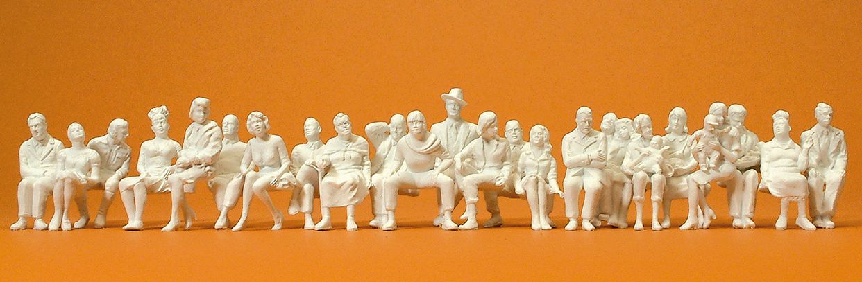 Preiser 65602 O Unpainted Seated Passengers Plastic Figure Kit (Set of 24)