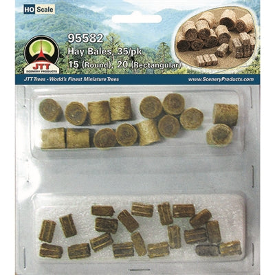JTT Scenery Products 95582 HO Hay Bales Pack Round (15) & Rectangular (20)