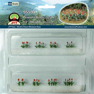 JTT Scenery Products 95594 HO Primula Vialli 1/2" Height 1.3 cm. (Set of 32)