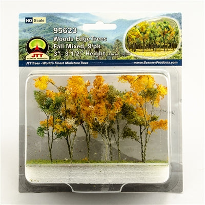 JTT Scenery Products 95623 HO 3"-3.5" Woods Edge Fall Mixed Trees (Pack of 9)