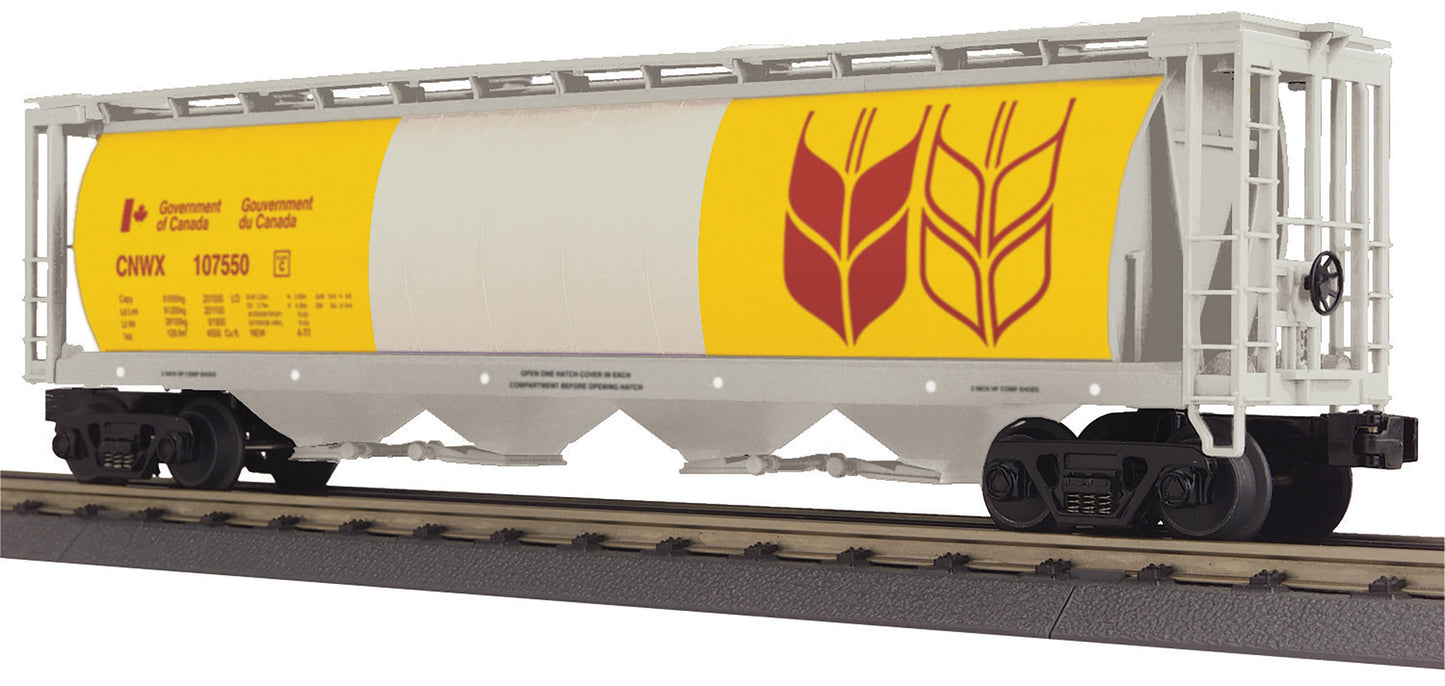 MTH 30-75585 O Canadian Wheat 4-Bay Cylindrical Covered Hopper #107550
