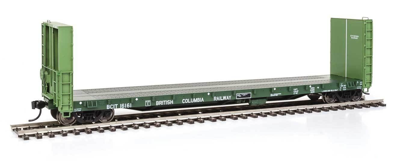 Walthers 920-104313 HO British Columbia Railway 50' Bulkhead Flat Car #16161