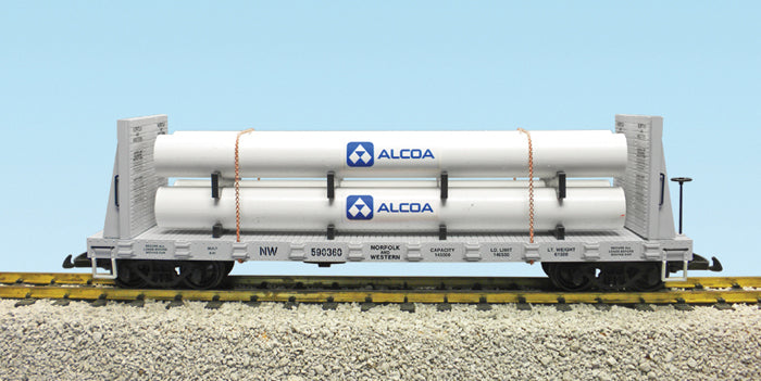 USA Trains R17611B G Norfolk & Western Pipe Load Flat Cars (Gray) #590361 Alcoa