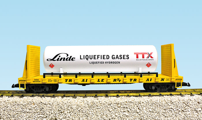 USA Trains R17653B G TTX Bulkhead Flat Cars with Tank #483921
