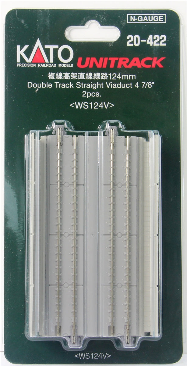 Kato 20-422 N 4-7/8" Double Track Straight Viaduct UniTrack (Pack of 2)