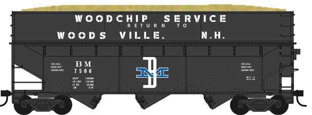 Bowser 41954 HO Boston & Maine 70-Ton Offset Wood Chip Hopper #7502