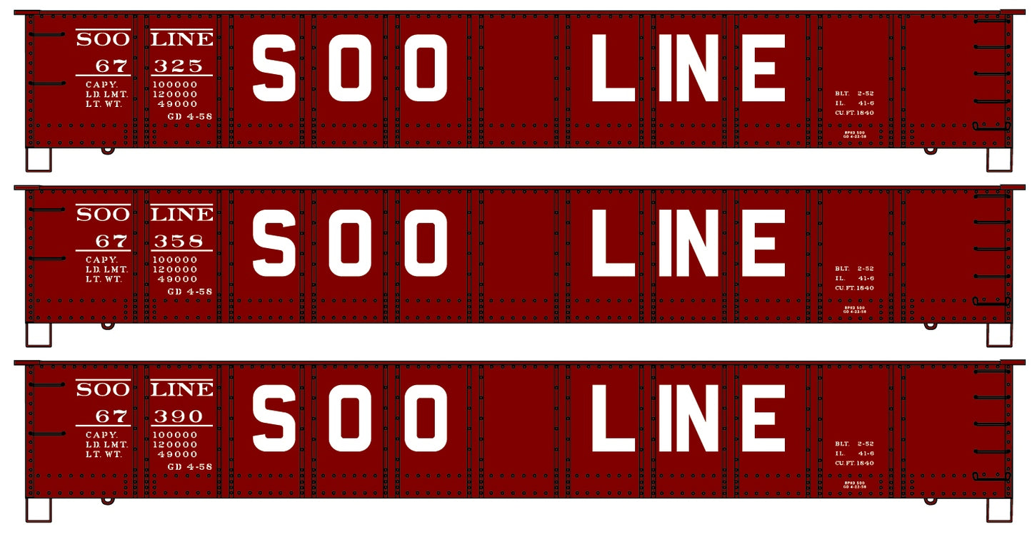 Accurail 37664 HO SOO 41' Steel Gondola Set (3)