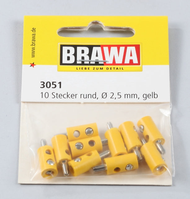 Brawa 3051 Yellow Round Plugs with Crossover Hole