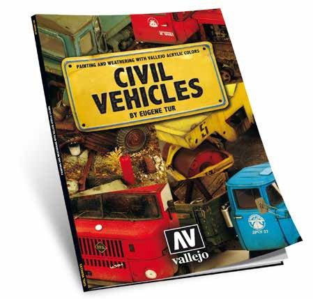 Vallejo Paint 75012 Civil Vehicles Painting & Weathering w/Acrylic Colors Book
