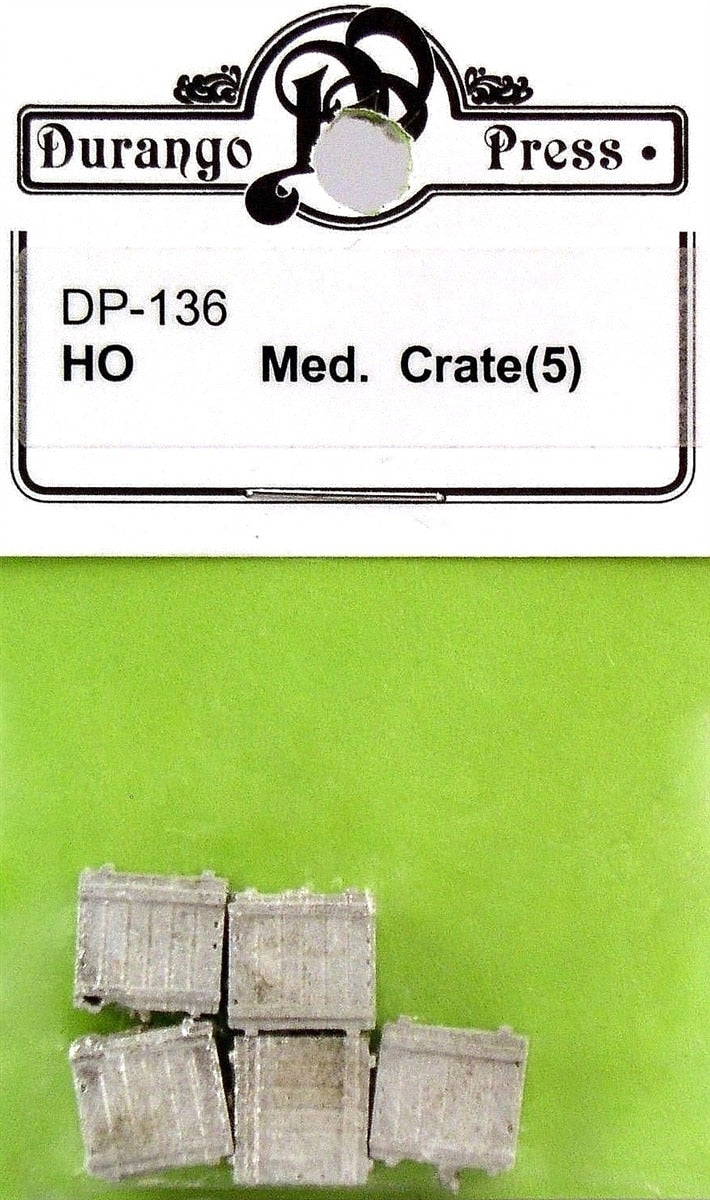 Durango Press 136 HO Medium Crate Undecorated Cast Metal (Pack of 5)