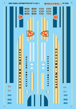 Microscale 60-1003 N 1949-1953 EMD GP7 & BL-1 Demo Locomotives Decal Sheet