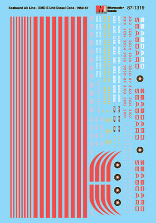 Microscale 60-1319 N 1959-1967 SAL EMD E-Units Diesel Cabs Decal Sheet