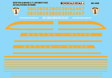 Microscale 60-4208 N 1945-48 B&M E-7 Locomotives As Delivered Scheme Decal Sheet