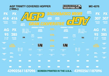 Microscale 60-4275 N 1995+ AGP Grain Coop 3-Bay Covered Hopper Decal Sheet