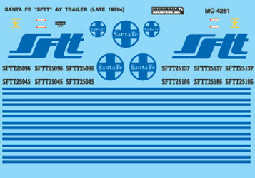 Microscale MC-4281 HO Santa Fe SFTT Scheme 40'''' Trailer Decal Sheet