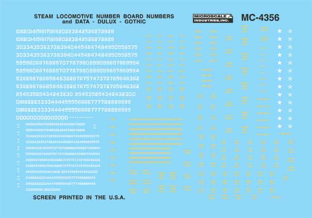 Microscale 60-4356 N Dulux Steam Loco Gothic Data & Number Boards Decal Sheet