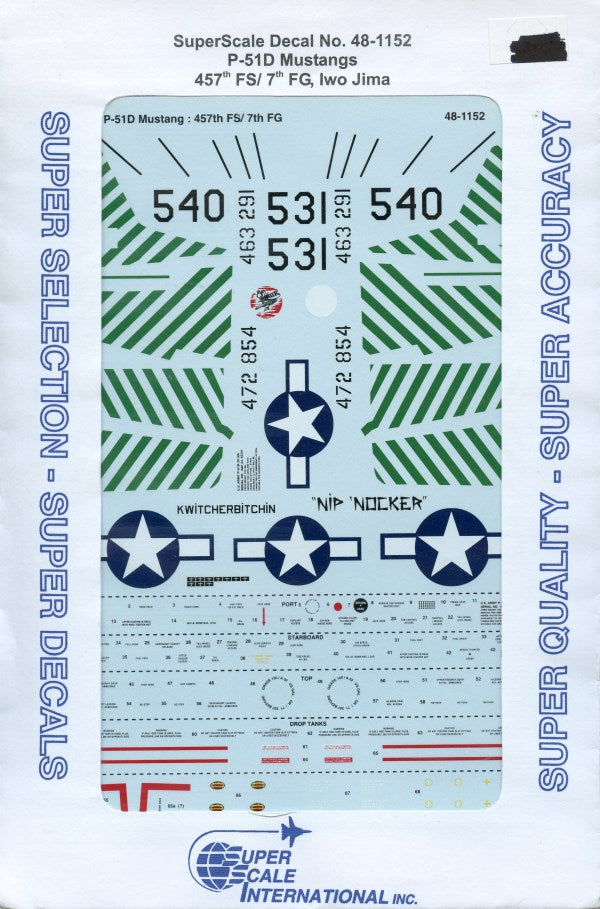 Microscale MS48-1114 1:48 P-51D Mustangs 402nd FS/ 370th FG & 336th Decal Sheet