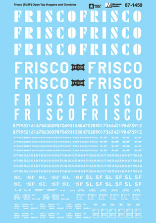 Microscale 60-1459 N Frisco (SLSF) Open Top Hoppers and Gondolas Decal Sheet