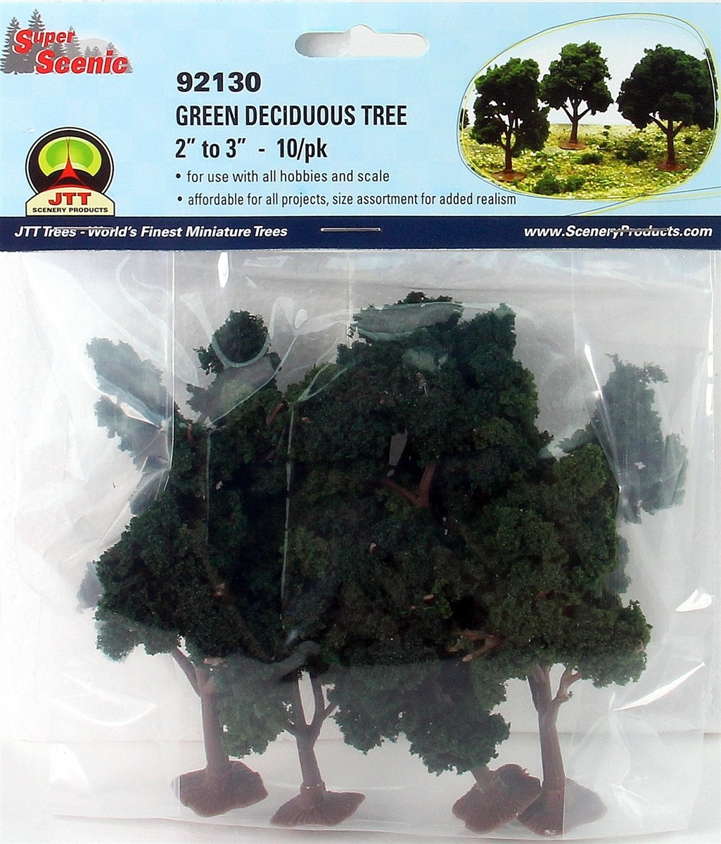 JTT Scenery Products 92130 Super Scenic Tree, Green Deciduous 2-3"" (10)