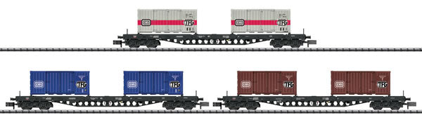 Trix 15961 N German Federal Railroad "Container Transport" Freight Car Set (3)