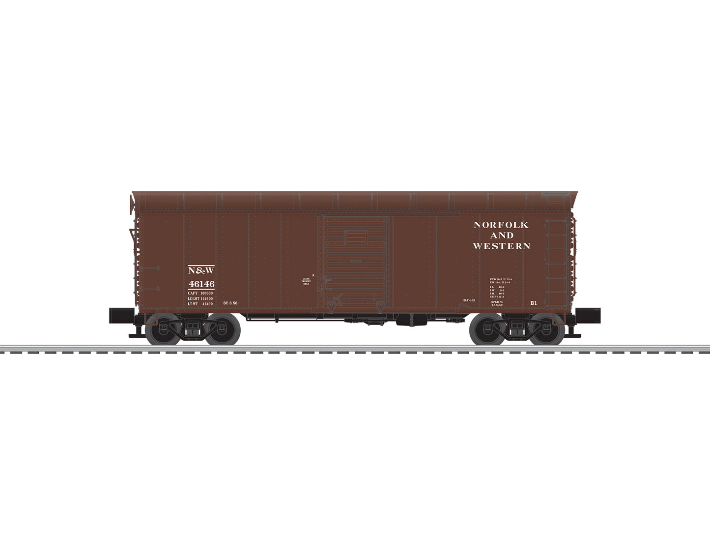 Lionel 6-84896 O Gauge Norfolk and Western Round Roof Boxcar #46146