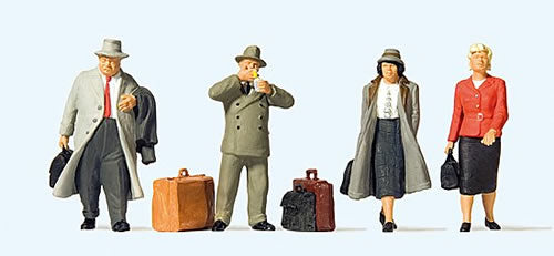 Preiser 65373 O Passengers At Train Station Figures (Set of 4)