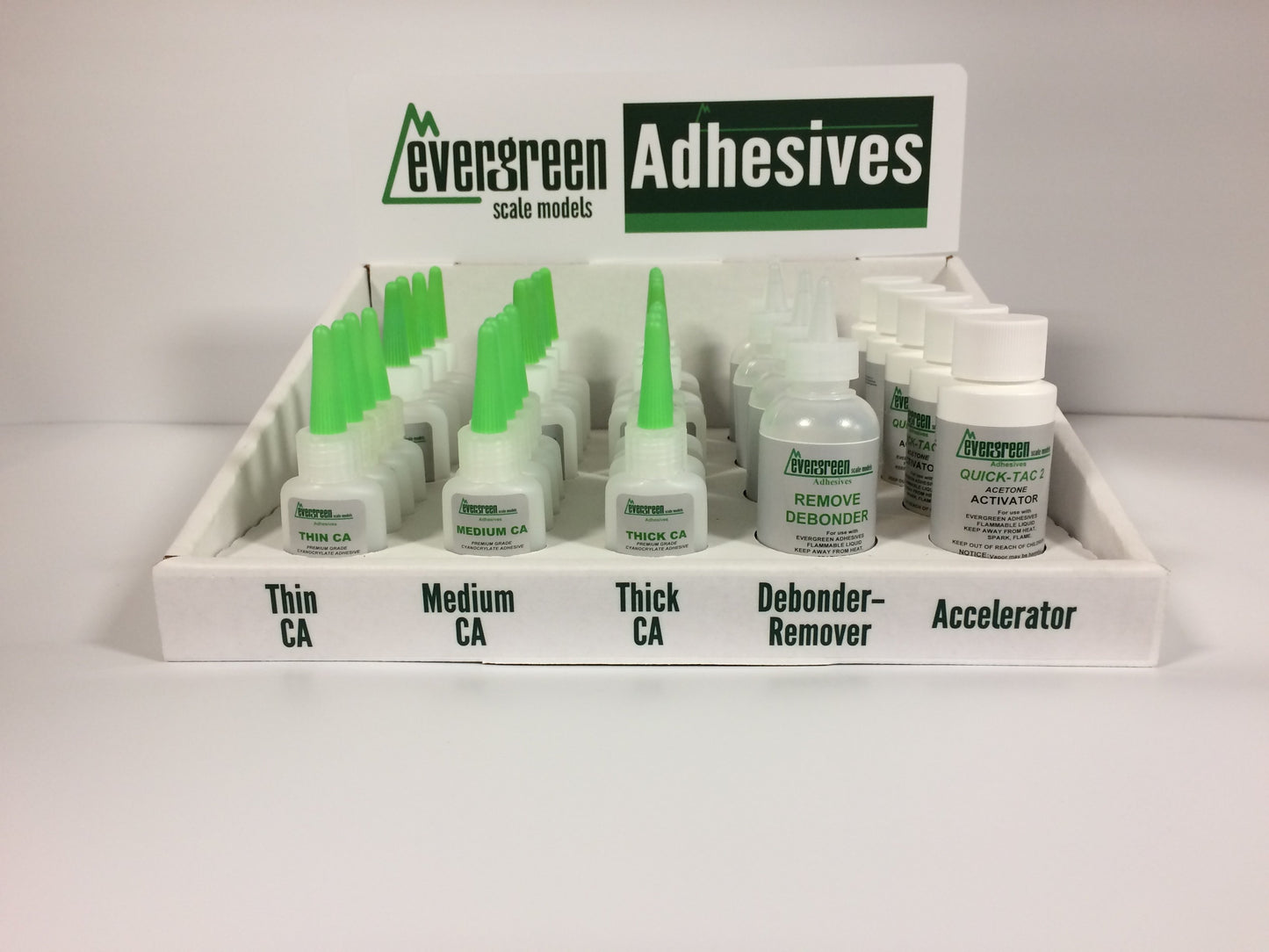 Evergreen Scale Models 60 Glue Dealer Starter Display & Products (33 Bottles)