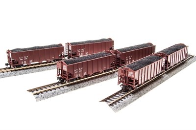 Broadway Limited 5628 HO Atchison Topeaka Santa Fe 3-bay Hoppers, Oxide Red (6)