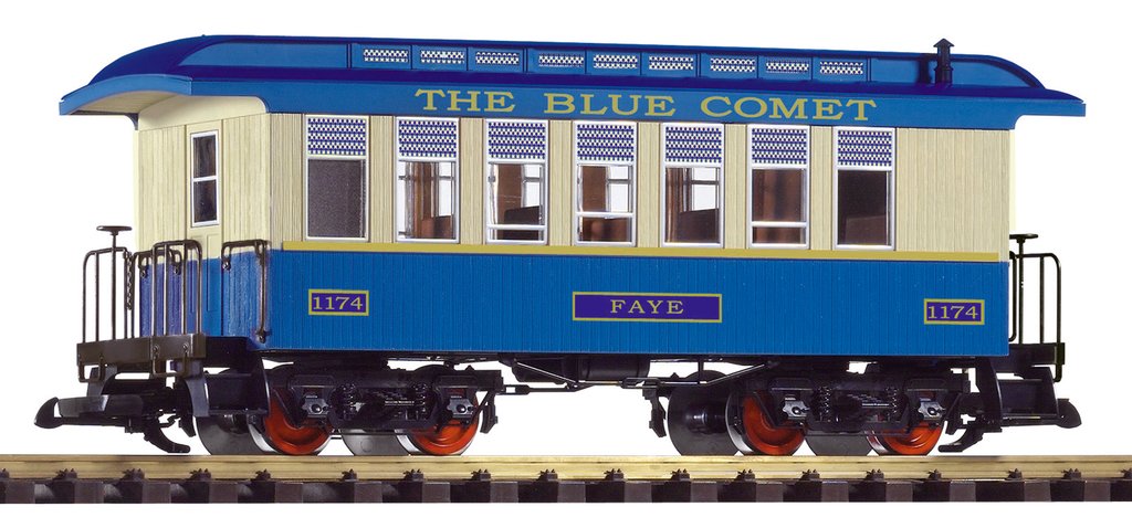 Piko 38621 G Scale Blue Comet Wood Coach Passenger Car #1174
