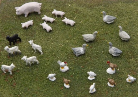JL Innovative Design 338 HO Farmyard Small Animals (Set of 24)