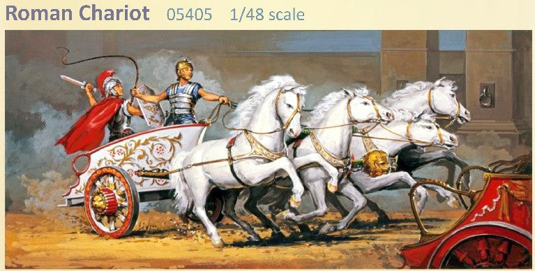 Glencoe 05405 1:48 Roman Chariot w/ 4 Horses & 2 Charioteers Plastic Model Kit