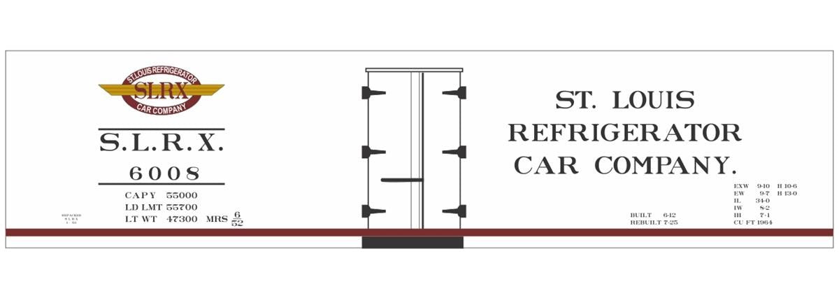Tichy 10297 HO St. Louis Refrigerator Car Company 40'' Wood Reefer Decal Set