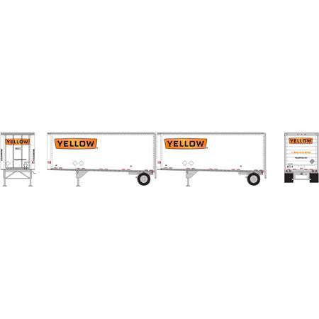 Athearn 29198 HO RTR Yellow 28' Trailers with Dollys #2 (Set of 2)