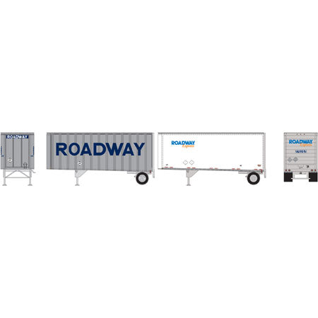 Athearn 91050 HO Roadway/Express 28' Trailers with Dolly (Pack of 2)