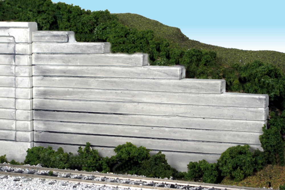 Monroe Models 115 HO Wing Walls Groove Concrete (Pack of 2)