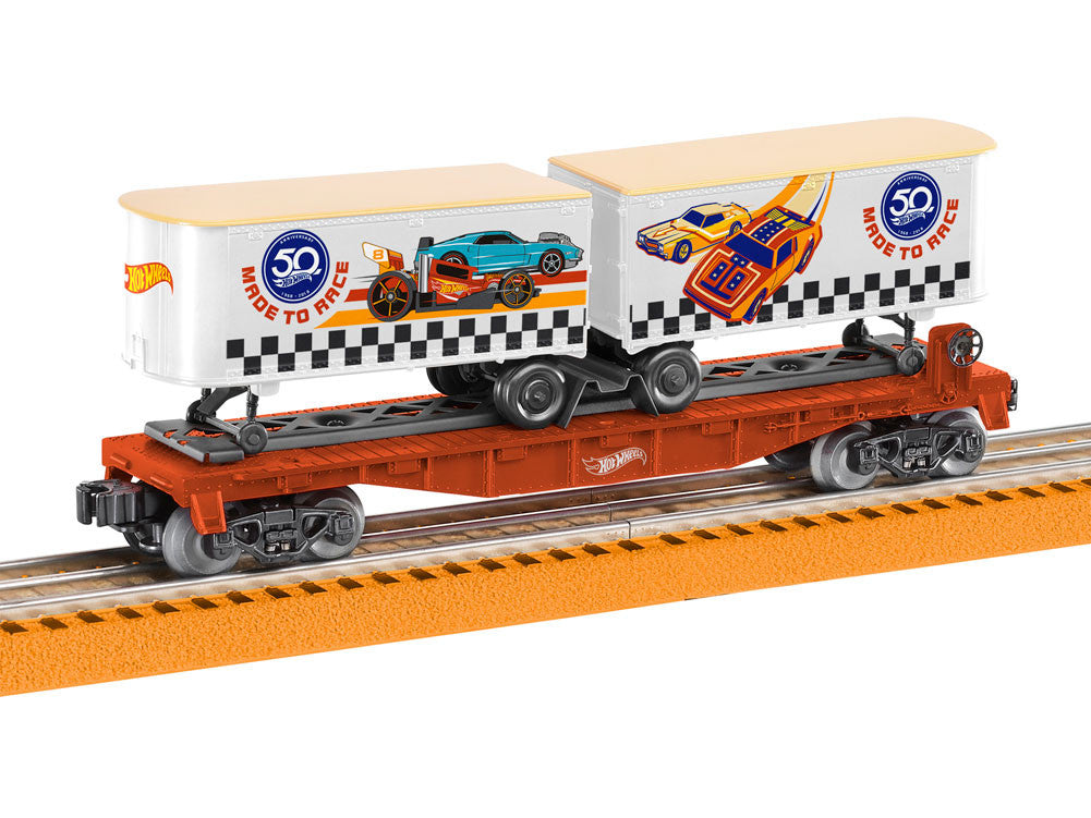 Lionel 6-84707 O Hot Wheels® 50th Anniversary Flatcar with Piggyback Trailers