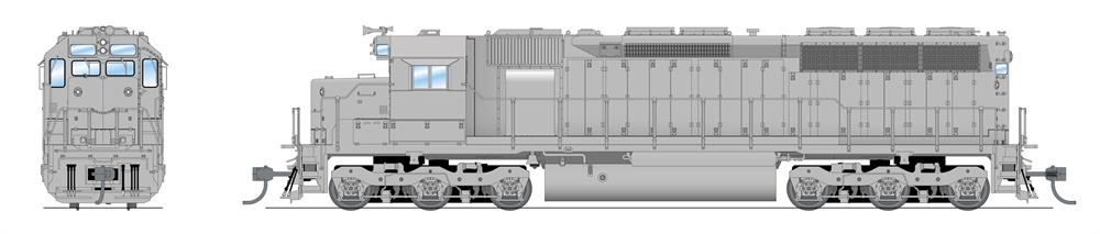 Broadway Limited 4297 HO Undecorated SD45 Diesel Locomotive Sound DCC/Sound