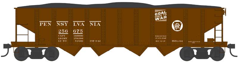 Bowser 43031 HO Pennsylvania Coal Goes to War H21a 4-Bay Hopper Car #256675